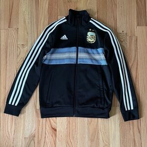 Argentina Soccer Track Jacket Boys Medium Black Blue 2018 World Cup Away Adidas
